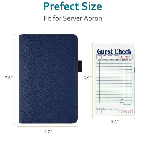 RSAquar Server Book Organizer with Zipper Pocket, PU Leather Restaurant Guest Check Presenters Card Holder
