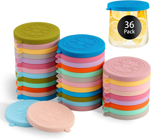 Oui Yogurt Jar Lids Silicone | 36 Pack Colorful Covers Fit For