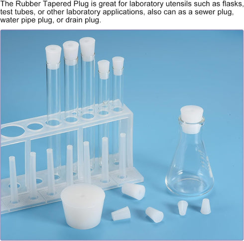 MECCANIXITY 6 Pieces Silicone Rubber Tapered Plug, 42mm to 53mm Solid Test Tubes Bungs Stopper White Translucent