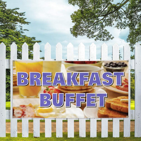 Fastasticdeals 4 Grommets 24x48Inches Vinyl Banner Multiple Sizes Breakfast Buffet Restaurant Cafe Bar Restaurant