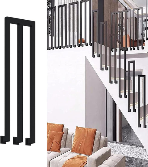 PAUANI U/M-shaped Stair Railing Side Mount, Industrial Wrought Iron Non-Slip Handrail, Elderly Children's