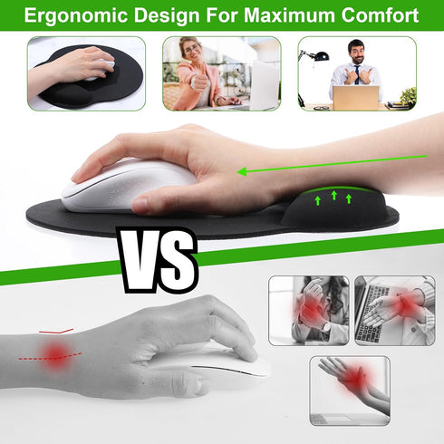 Tobeelec 6 Pcs Ergonomic Mouse Pad with Wrist Rest Support, Comfortable Mousepad with Smooth Wrist Support Surface