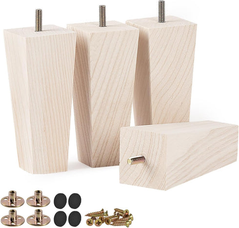 Btowin VCF 8 inch / 20cm Ash Wood Furniture Legs, 4Pcs Mid-Century Modern Wooden