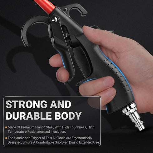 Air Blow Gun, 290 Max PSI for Compressor, 1/4" Air Inlet, Rubber Tip for Dust Removal