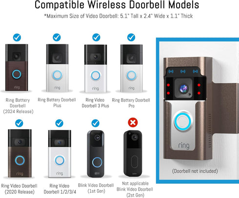 Anti Theft Ring Doorbell Mount: Metal Ring Apartment Door Mount Blink Doorbell Camera Holder No Drill - Renter Friendly
