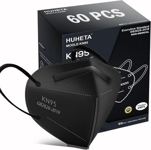 HUHETA KN95 Mask, 5 Ply Protective Dispoasable Masks Filter Efficiency95%