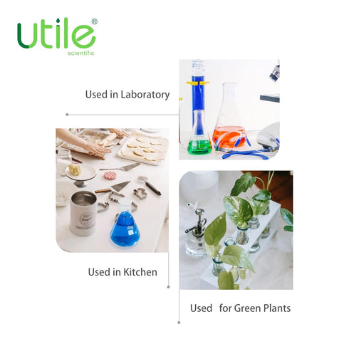 Utile Erlenmeyer Flasks, 5 Sizes of Narrow Mouth Conical Borosilicate Glass Flasks with Printed Graduation