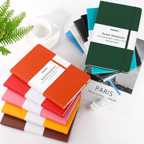 Huhuhero Notebook Journal, Lined Ruled Hardcover 120Gsm Premium Thick Paper Faux Leather for Journaling Writing Note