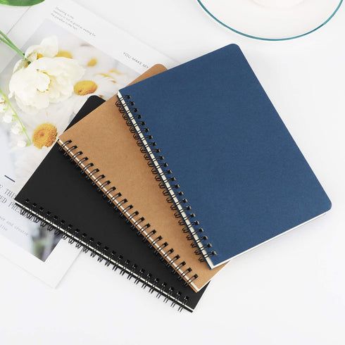 EUSOAR Students Ruled Spiral Notebook, A5, 3 Packs, 5.5" x 8.3", 120 Pages Lined, Travel Writing Notebooks, 3 Colors