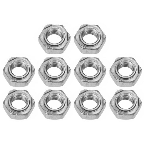 uxcell 10Pcs Hex Weld Nuts, M10x1.5mm Carbon Steel Hex Nuts for DIY Home Repair, Silver