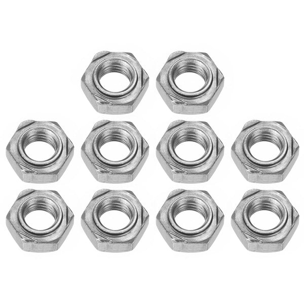 uxcell 10Pcs Hex Weld Nuts, M10x1.5mm Carbon Steel Hex Nuts for DIY Home Repair, Silver