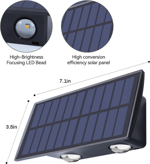 4 Pack) Solar Wall Lights Up and Down Solar Deck Lights Outdoor Waterproof Dusk to Dawn Wall Lights for Deck Outdoor
