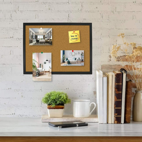 OWLKELA Cork Bulletin Board 17.7"X 13.3", Notice Pin Board for Office & Home Decor, School Vision