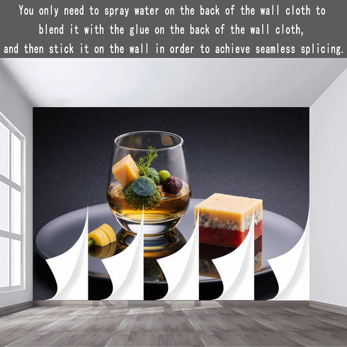 lnzCzhyre Custom Size Wall Sticker Mural Gourmet Food Presentation with Cheese Broccoli and Berry for wall Decoration