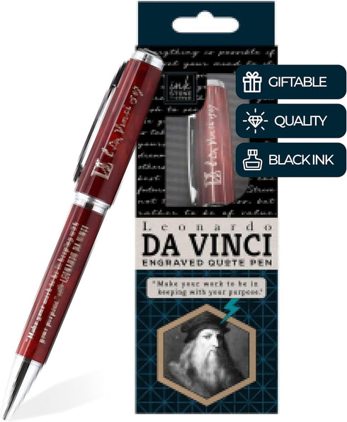 Leonardo Da Vinci Inspirational Quote Pen - Creative Gifts for Artists, Engineers, Architects, Professors, and Teachers
