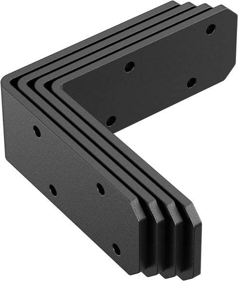 SecureLatch 3"3"1.2" 90 (Black-4PCS) Degree Galvanized Corner Brace, Heavy Duty L Shape Bracket for Wood Beams, Steel