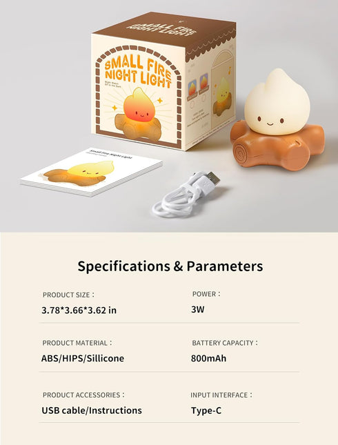 MASHI Table Decorations,Campfire Night Light,USB Rechargeable Flame Lamp with White Noise,Silicone Cute & Funny Night