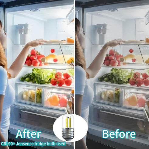 LED Refrigerator Light Bulb 40W Equivalent Fridge Light Bulb 4W Appliance Bulb E26 5000k Daylight White Replacement for Freezer, Frigidaire 450lumen, 2 Pack by Jensense