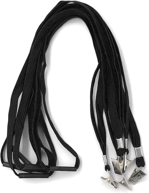 Black Lanyards 25 Pack - Comfortable Breakaway Neck Straps with Premium Bulldog Clip for Badges