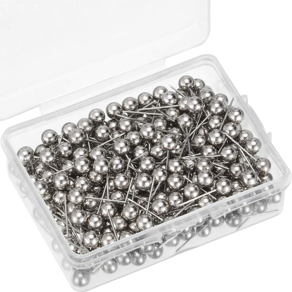 Map Tacks Push Pins, Small Size 300 Packs (Silver, 1/5 Inch)