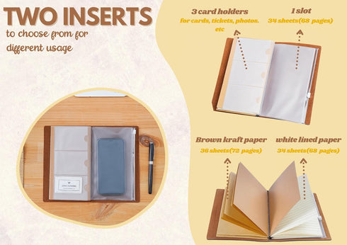 InnoBeta Sunflower Leather Journal Notebook 7x5 Inches, Refillable Sketchbook, Lined Planner, Travel Diary - Yellow -