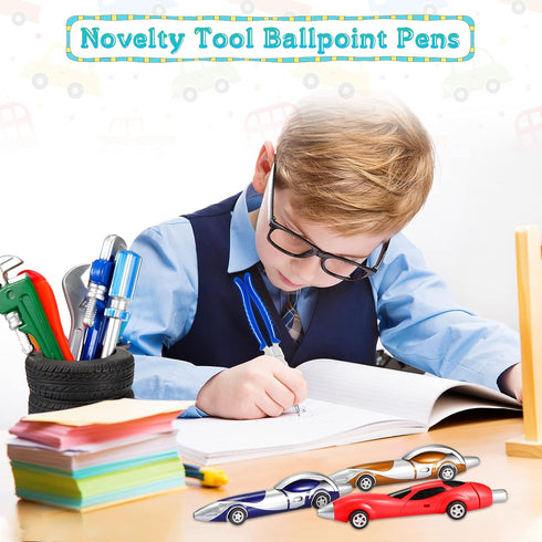 Zonon 24 Pieces Car Pens and Novelty Tool Ballpoint Pens, Colorful Ink Pens for Back to School and Office Supplies