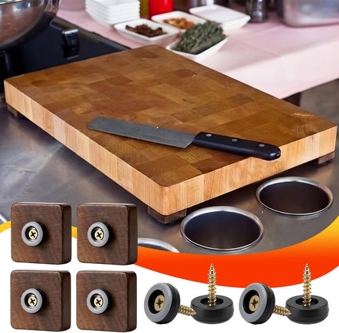 4 Packs Sliner Walnut Wood Cutting Board Feet Non Slip Cutting Board Feet Legs with Silicone Rubber and Screws
