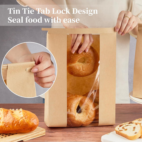50 13.7 8.2 3.5 Inches Ohuimrt PCS Large Paper Bread Bags for Sourdough Bread, x x Bakery Bags with Window, Homemade