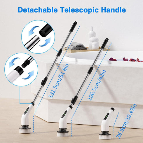 Bamifun 7 Electric Spin Scrubber, Full Body Waterproof Cordless Cleaning Brush with Replaceable Brush Heads Power