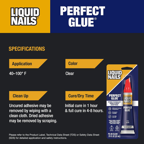 Liquid Nails Perfect Glue .75 oz. Clear Adhesive for Interior and Exterior