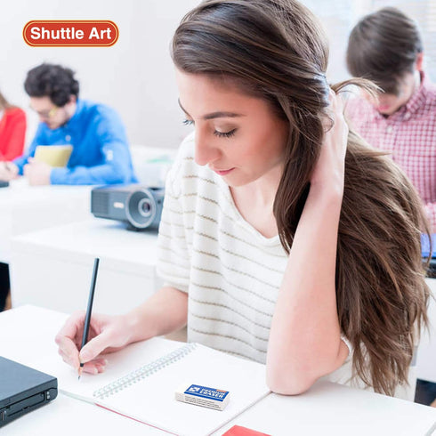 Shuttle Art 72 Pack Premium Erasers, Bulk White Erasers for Kids Teachers as School Supplies