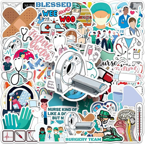 FUNWING Medical Nursing Stickers| Doctor Nurse Waterproof Vinyl Decals for Water Bottles Laptop