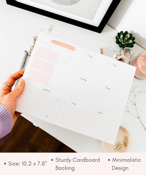 Lamare Weekly Planner Notepad, 52 Undated Weekly Sheets, Daily To Do List, Habit Tracker, Academic Planner