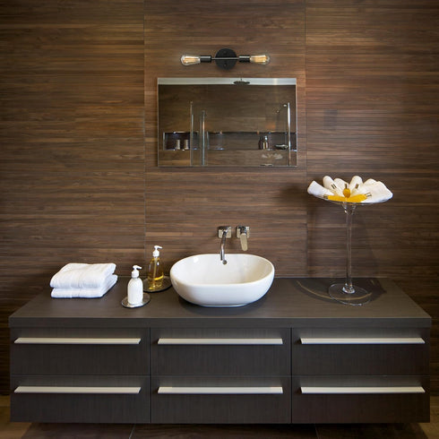2-Light 65558 Globe Electric Reversible Vanity Light, Matte Black, Minimalist, Open Socket, Horizontal Vertical Mount