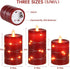 Wax,3 Pack Da by Red Flameless Candles with String Lights, Battery Operated Candles with Remote Control