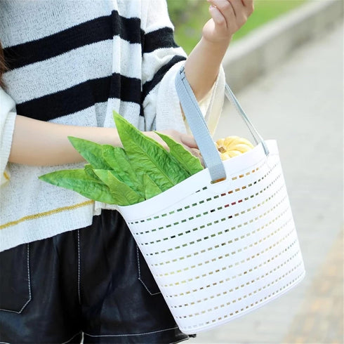 DFAGCOKN Multifunctional Shopping Bag Bath Portable Small Basket Household Plastic Snack Storage Box(L Size)