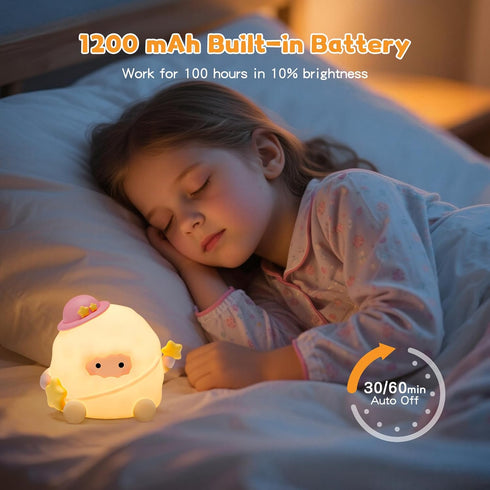 Dimmable 3 7 Baby Night Light, Touch Control Rechargeable Nursery Lamp with Soft Light, Portable Brightness Level