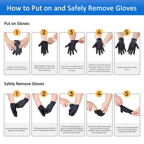 Schneider Nitrile Exam Gloves, Large, 200-ct Box, 4-mil, Black Disposable Gloves, Latex-Free, Food Safe