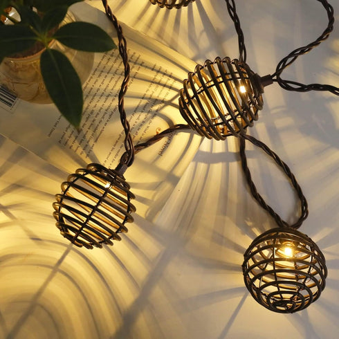 10 Bulbs Decor(9.84FT) Vigdur Patio String Lights Outdoor, Brown Globe Lantern String Lights with Plug in, Connectable