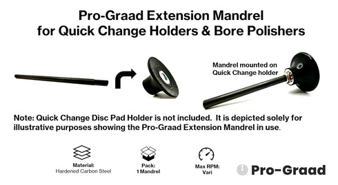 Pro-Graad EM-144 4 1/4" 4" 1/4"-20 Extension Shank for Quick Change Disc Pad Holders & Bore Polishers, Shank Mandrel x