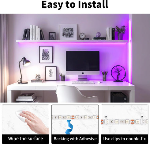 16.4ft 12V 300 iNextStation Pink LED Strip Lights, LED Light for Bedroom with LED Cuttable Tape Light for Kitchen