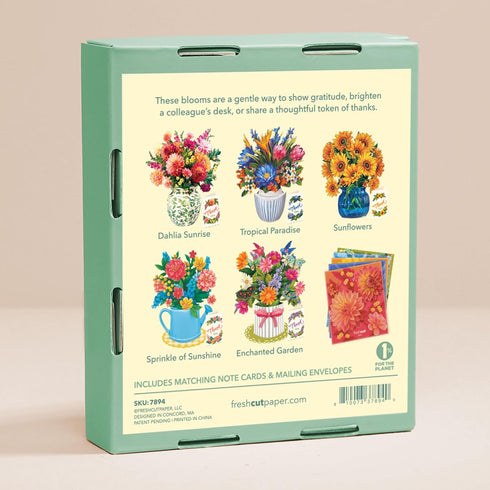 Set 5 6 Inch 3D Pack 5 Freshcut Paper Pop Up Cards, of Thank You Mini Bouquets with Matching Card, Popup Forever
