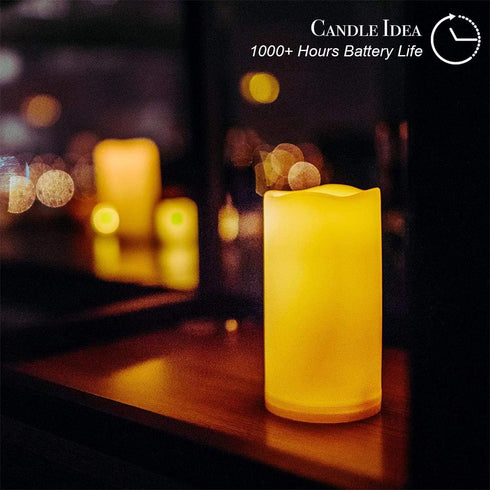 2 3" x6" PCS Waterproof Outdoor Battery Operated Flameless LED Pillar Candles with Timer Flickering Plastic Resin