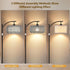 9W Bulb, Rattan Floor Lamps for Living Room, Boho Standing Lamps with Grey Rattan& Linen Double Shades, Arc Lamps Floor