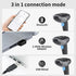 Wireless Barcode Scanner 1D QR Scanner Wireless Handheld Laser Bar Code Reader 3-in-1 with Bluetooth & 2.4G Wireless & USB Wired Works with iPad, Android Phone, iPhone, Laptop-U26