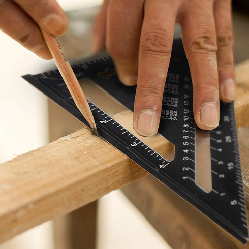 Beslands Aluminum 7-inch Rafter Square Carpenter Layout Tool, Alloy Triangle Ruler Protractor (Imperial)