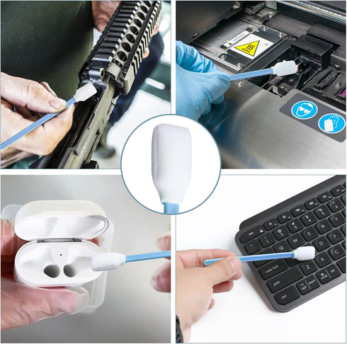 Foam Sticks Cleaning Swabs - BIHYM Lint-Free Foam Swabs for Inkjet Printer, Camera, and Electronics (Blue, 300pcs)
