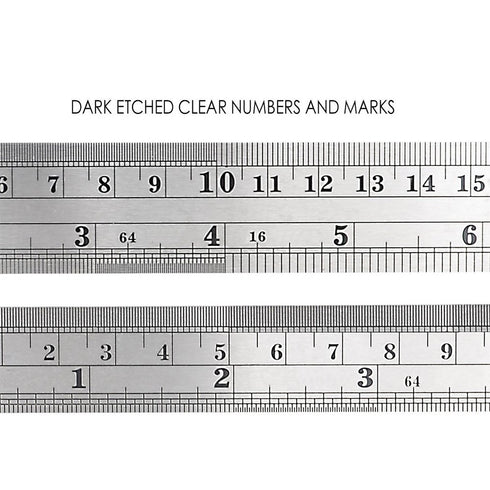 ZZTX Heavy Duty 100% Stainless Steel Ruler Set 12 Inch (30 CM) + 6 Inch (15 CM) Metal Rulers Kit - Perfect Straight Edge for Easy Measurements