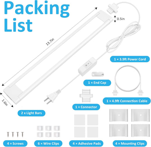 2 14 Inch Counter, maylit Under Cabinet Lighting Plug in, Pcs Linkable Ultra Bright LED Light Bars, Renter Friendly