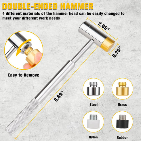 23PCS Set, Set Hammer Set Beaiguna Punch Upgraded Roll Pin Punch Mechanic Tools, Punch and with Bench Block, Steel